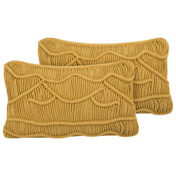 Set of 2 Decorative Cushions KIRIS Cotton 30 x 50 cm Yellow Geometric Pattern