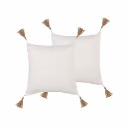 Set of 2 Decorative Cushions AZALEA 45 x 45 cm Light Beige Solid
