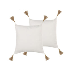 Set of 2 Decorative Cushions AZALEA 45 x 45 cm Light Beige Solid
