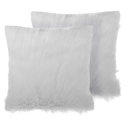 Set of 2 Decorative Cushions DAISY Faux Fur 45 x 45 cm Light Beige Solid