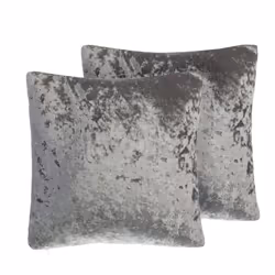 Set of 2 Velvet Cushions 45 x 45 Grey HOSTA