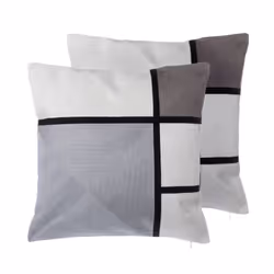 Set of 2 Cotton Cushions Geometric Pattern 45 x 45 cm Grey WEDELIA