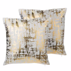 Set of 2 Cotton Cushions Crackle Pattern 45 x 45 cm Gold GARDENIA