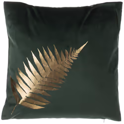 Set of 2 Decorative Cushions FERN Velvet 45 x 45 cm Dark Green Plant Pattern