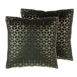 Set of 2 Velvet Cushions Geometric Pattern 45 x 45 cm Green CELOSIA