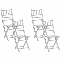 Set of 4 Dining Chairs Folding MACHIAS Beechwood Silver