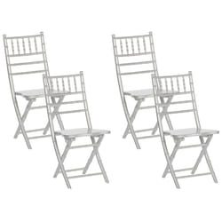 Set of 4 Dining Chairs Folding MACHIAS Beechwood Silver