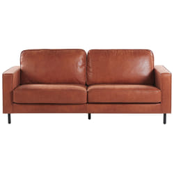 Sofa SAVALEN Faux Leather Golden Brown 3 Seater