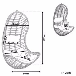 Rattan Hanging Chair Grey PINETO - Additional view 4