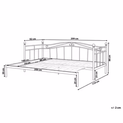 Trundle Bed Metal TULLE 80 x 200 cm (EU Small Single) Black