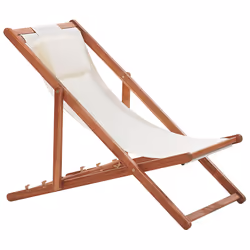 Folding Deck Chair AVELLINO Acacia Wood Off-White