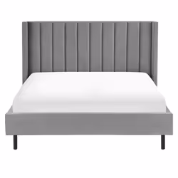 Bed Velvet VILLETTE 160 x 200 cm (EU King Size) Grey