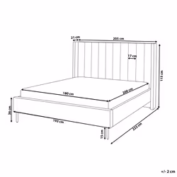 Bed Velvet VILLETTE 180 x 200 cm (EU Super King) Grey