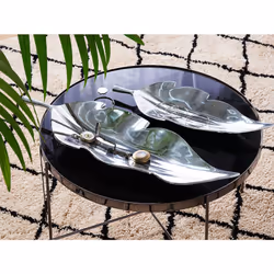 Decorative Bowl Leaf AMRUS Metal Silver