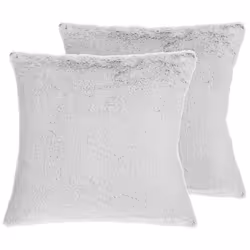Set of 2 Decorative Cushions CLEMATIS Faux Fur 45 x 45 cm Light Grey Solid