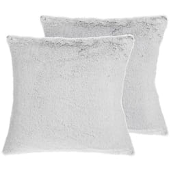 Set of 2 Decorative Cushions CLEMATIS Faux Fur 45 x 45 cm Light Grey Solid