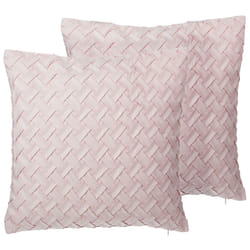 Set of 2 Decorative Cushions TITHONIA 45 x 45 cm Pink Chevron Pattern