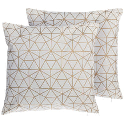 Set of 2 Decorative Cushions SEDUM Cotton 45 x 45 cm White Gold Geometric Pattern