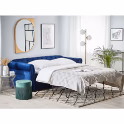 Sofa Bed CHESTERFIELD Velvet Blue 3 Seater