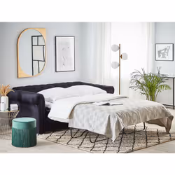 Sofa Bed CHESTERFIELD Velvet Black 3 Seater