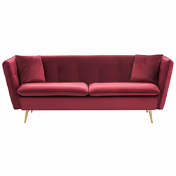 Sofa FREDERICA Velvet Dark Red 3 Seater