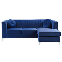 Corner Sofa TIMRA Velvet Navy Blue 3 Seater Left Hand