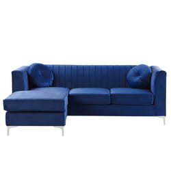 Corner Sofa TIMRA Velvet Navy Blue 3 Seater Right Hand