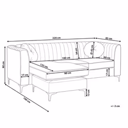 Corner Sofa TIMRA Velvet Navy Blue 3 Seater Right Hand