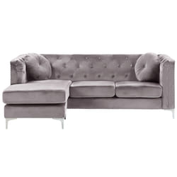 Corner Sofa FLEN Velvet Grey 3 Seater Right Hand