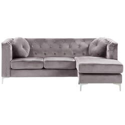 Corner Sofa FLEN Velvet Grey 3 Seater Left Hand