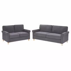 Living Room Set RONNEBY Velvet Dark Grey 5 Seater