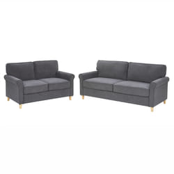 Living Room Set RONNEBY Velvet Dark Grey 5 Seater