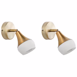 Set of 2 Spotlight Lamps ANTLER Adjustable Metal Gold