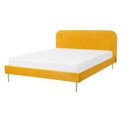Bed Velvet FLAYAT 140 x 200 cm (EU Double) Yellow