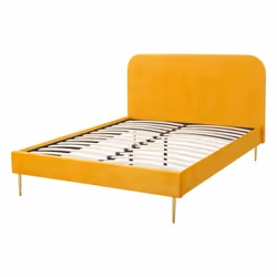Bed Velvet FLAYAT 140 x 200 cm (EU Double) Yellow - Additional view 5