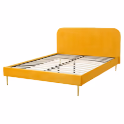 Bed Velvet FLAYAT 160 x 200 cm (EU King Size) Yellow - Additional view 5