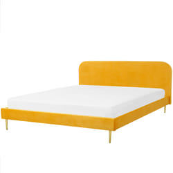 Bed Velvet FLAYAT 180 x 200 cm (EU Super King) Yellow
