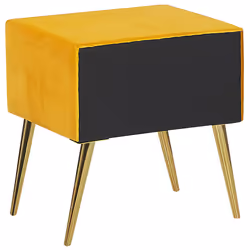 1 Drawer Bedside Table FLAYAT Velvet Mustard - Additional view 4