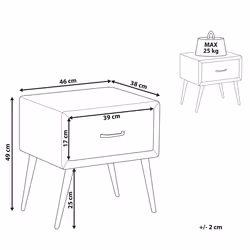 1 Drawer Bedside Table FLAYAT Velvet Grey
