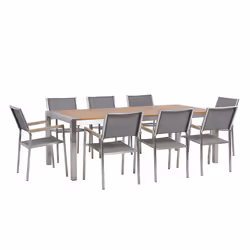 Garden Dining Set 8 Seater GROSSETO Eucalyptus Wood Brown/ Grey
