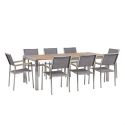 Garden Dining Set 8 Seater GROSSETO Eucalyptus Wood Brown/ Grey