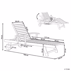 Sun Lounger TOSCANA Reclining Acacia Wood Dark Brown
