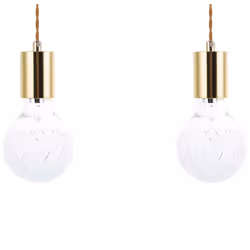 Set of 2 Glass Pendant Lamps Gold ANZA