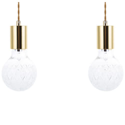 Set of 2 Glass Pendant Lamps Gold ANZA