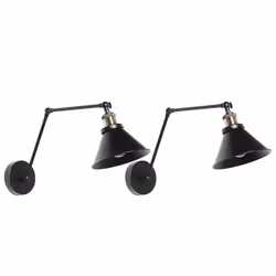 Set of 2 Wall Lamps NARVA Adjustable Metal Black