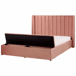 Bed with Storage Bench Velvet NOYERS 160 x 200 cm (EU King Size) Pink