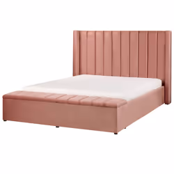 Bed with Storage Bench Velvet NOYERS 160 x 200 cm (EU King Size) Pink