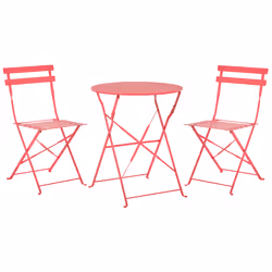 Bistro Set Folding FIORI Metal Red