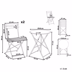 Bistro Set Folding FIORI Metal Red
