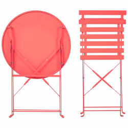 Bistro Set Folding FIORI Metal Red